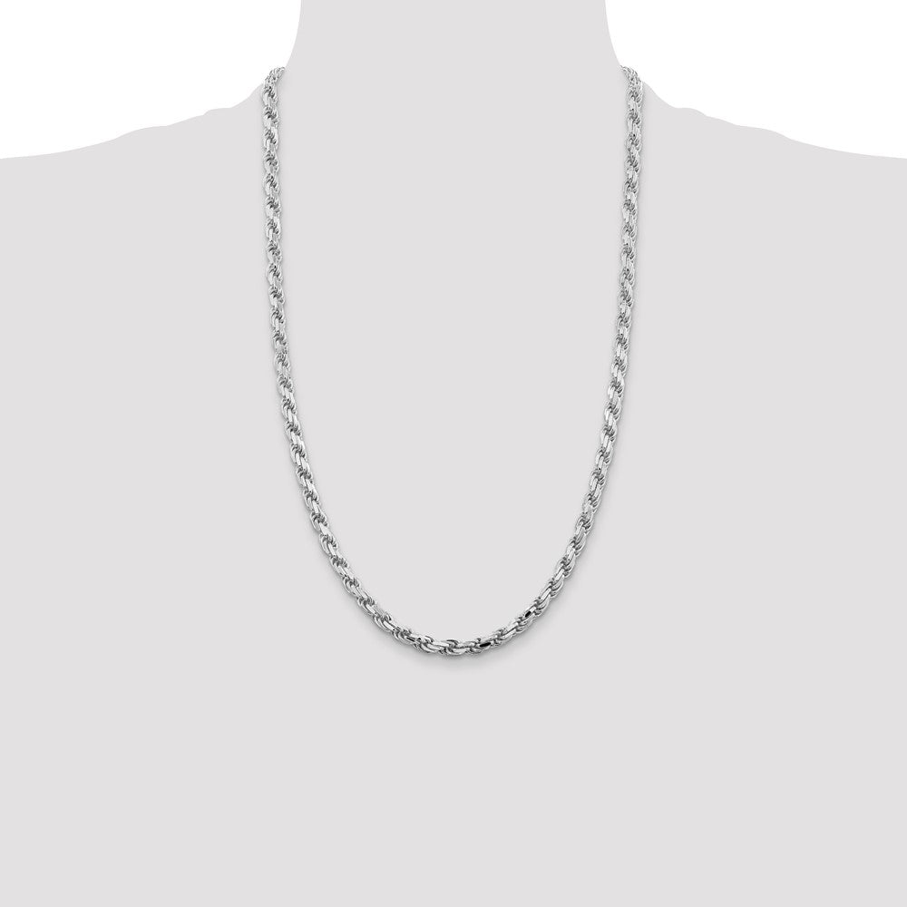 Exclusive Rhodium-Plated 5.75mm Diamond-Cut Rope Chain - Stylish & Affordable