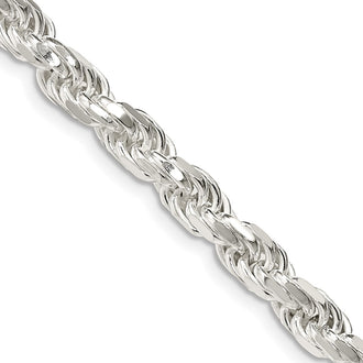 Exclusive 5.75mm Diamond-Cut Rope Chain in Sterling Silver - Stylish Value