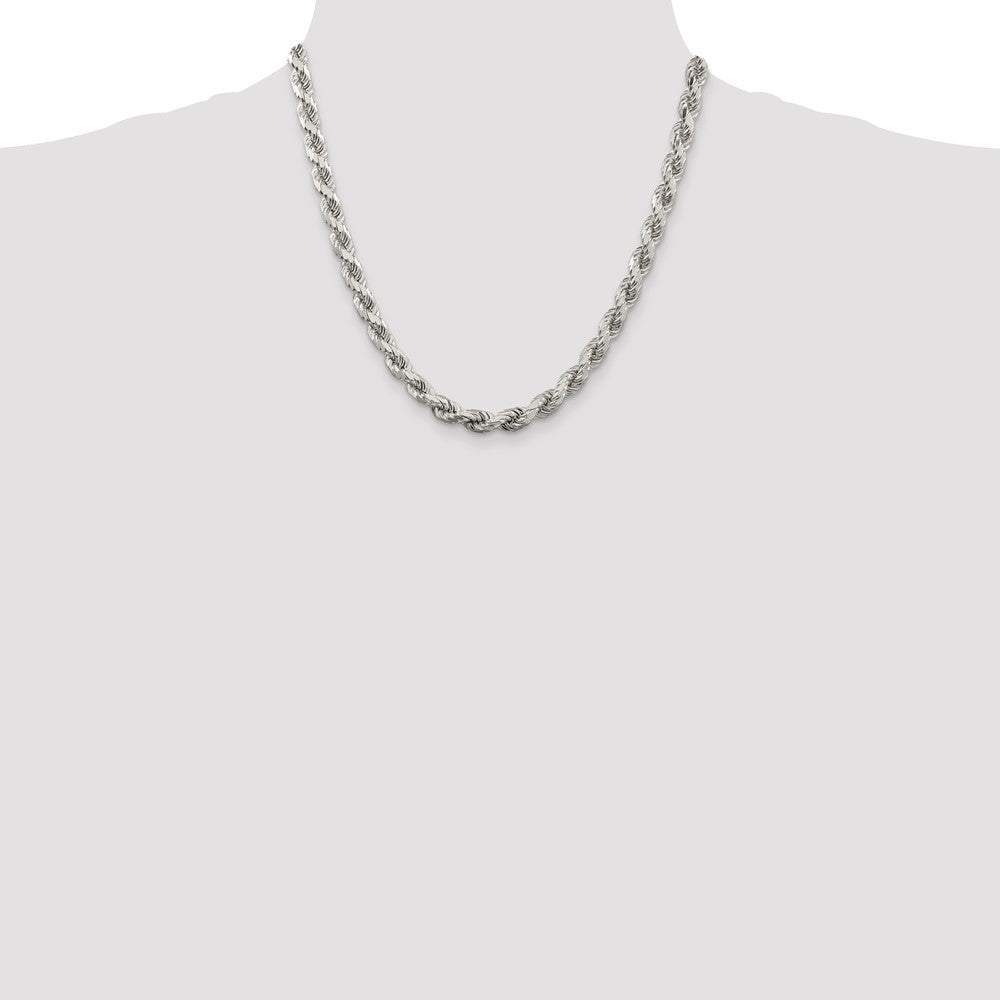 Exclusive 6.5mm Diamond-Cut Rope Chain in Sterling Silver - Stylish Value!