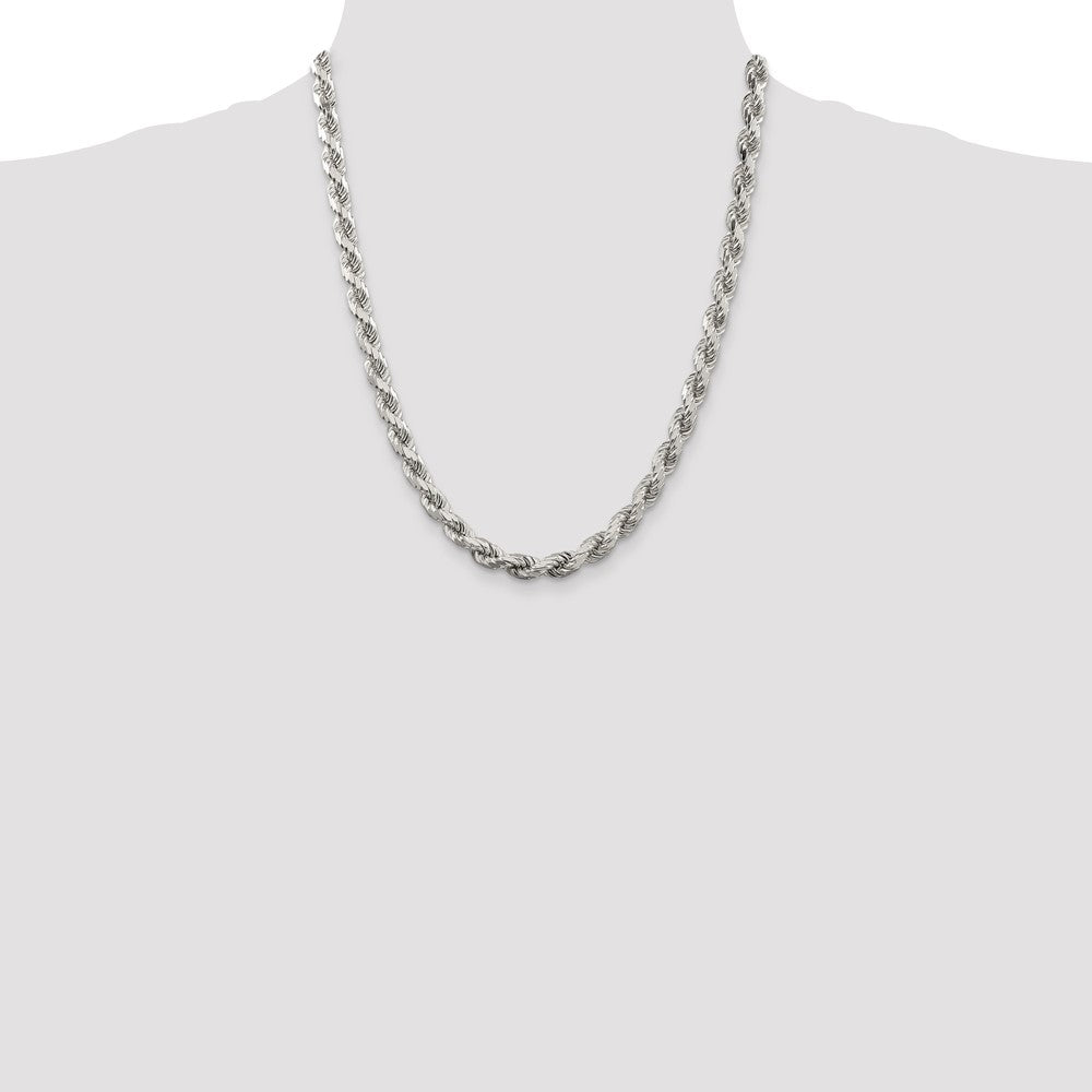 Buy Stylish 6.5mm Diamond-Cut Rope Chain in Sterling Silver | Luxury Value