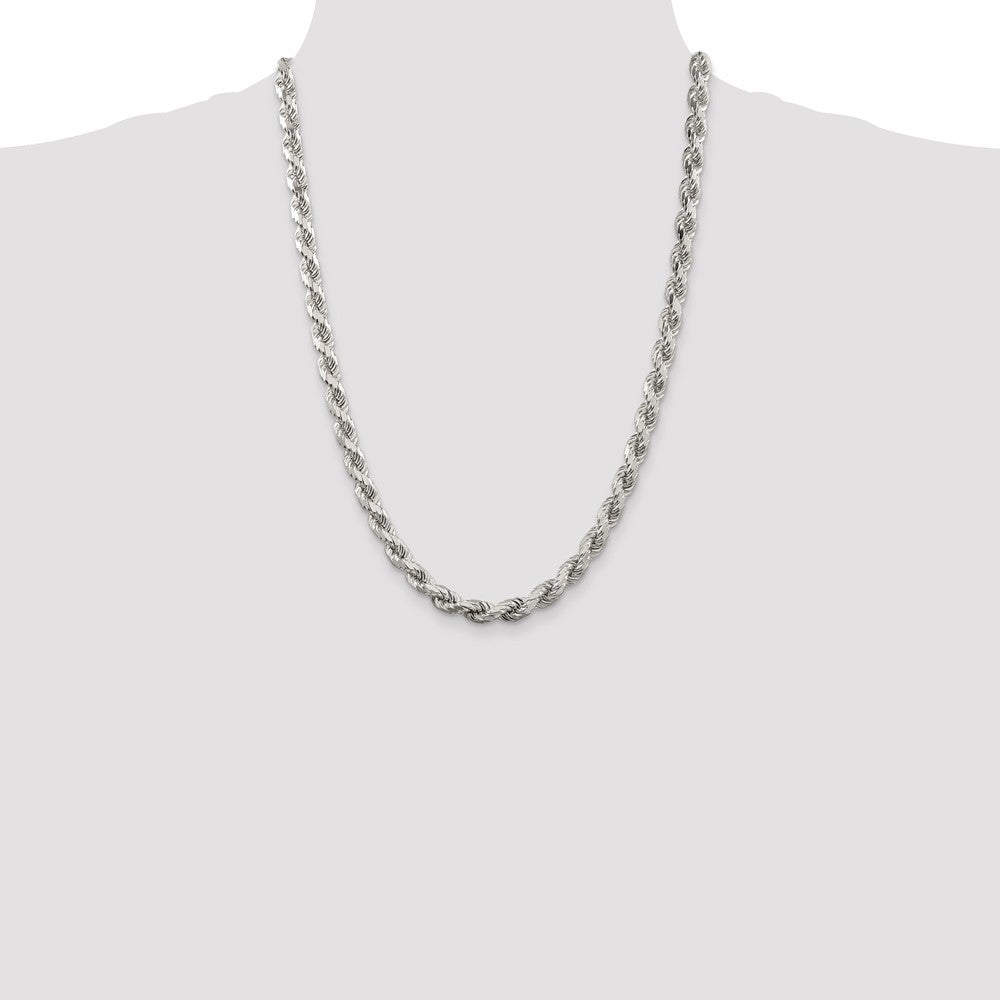 Buy Stylish 6.5mm Diamond-Cut Rope Chain in Sterling Silver - Affordable Luxury