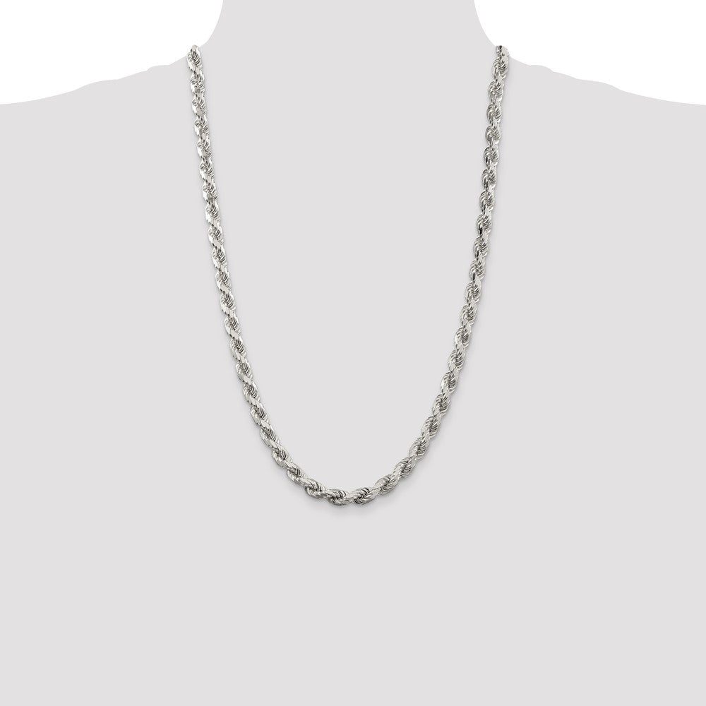 High-Quality Diamond-Cut Rope Chain - 6.5mm Sterling Silver, Stylish Value!