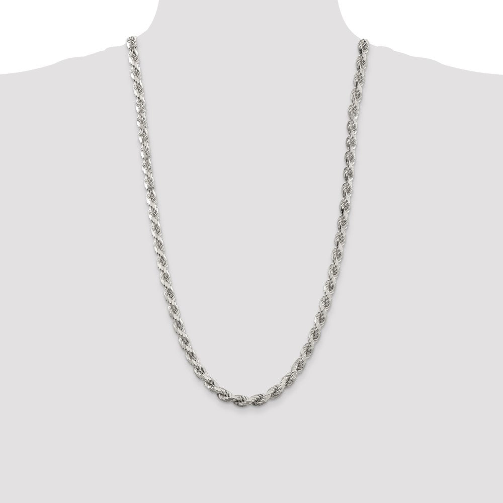 Buy Stylish 6.5mm Diamond-Cut Rope Chain in Sterling Silver - Affordable Elegance