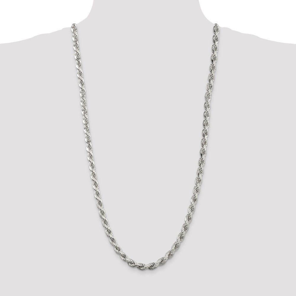 Buy Stylish 6.5mm Diamond-Cut Rope Chain in Sterling Silver - Affordable Luxury