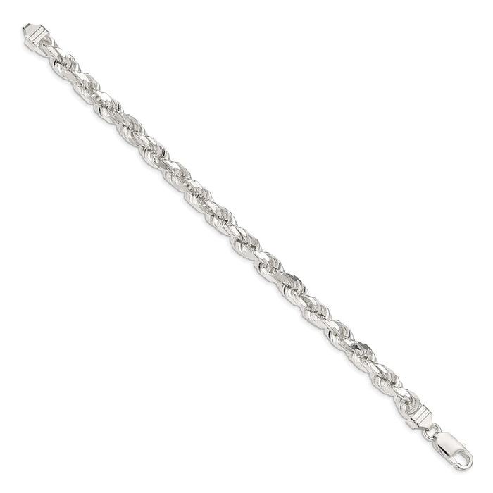 Buy Stylish 6.5mm Diamond-Cut Rope Chain in Sterling Silver - Affordable Luxury-2