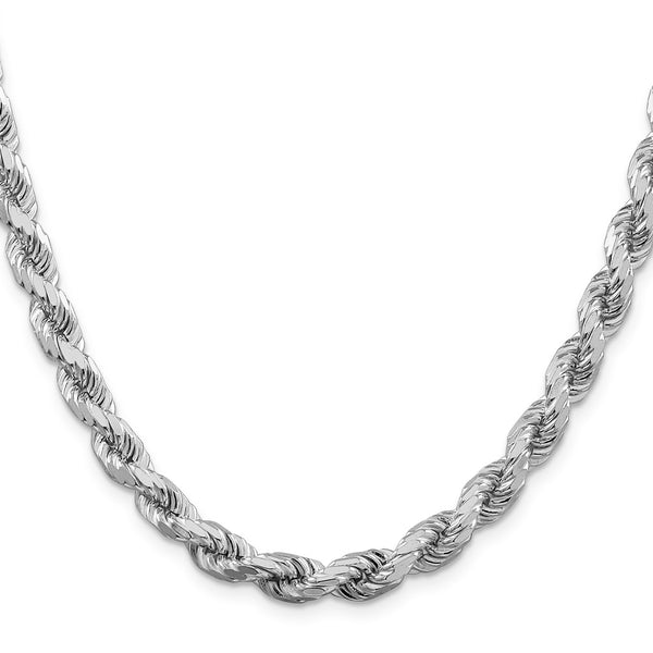 Rhodium-Plated Sterling Silver 6.5mm Diamond-Cut Rope Chain - Style GR1-1034057