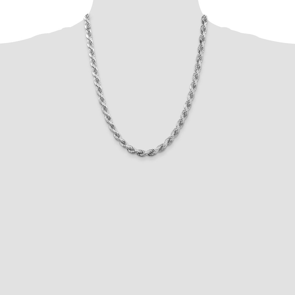 High-Quality Rhodium-Plated 6.5mm Diamond-Cut Rope Chain - Stylish Value!