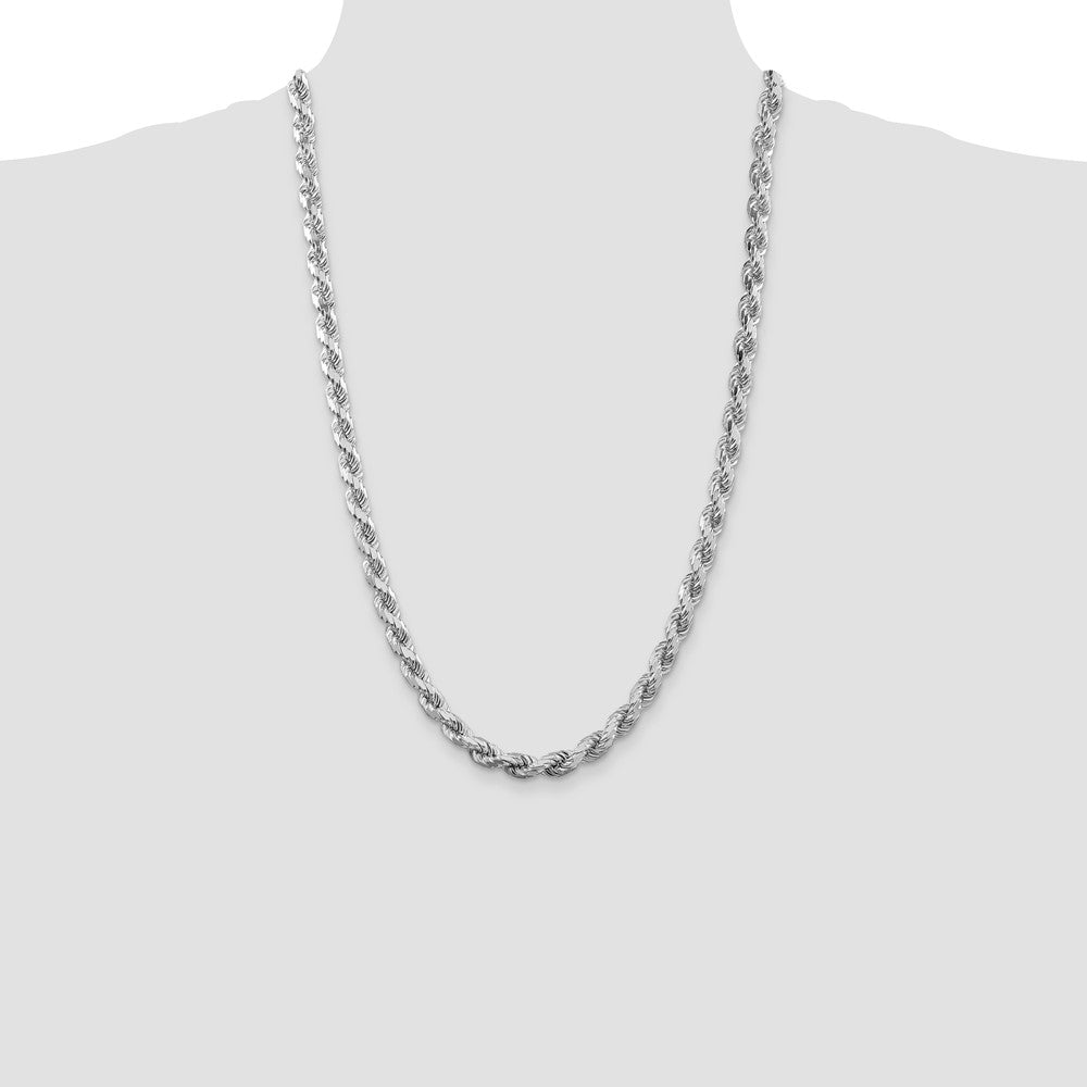 Exclusive Rhodium-Plated Sterling Silver 6.5mm Diamond-Cut Rope Chain