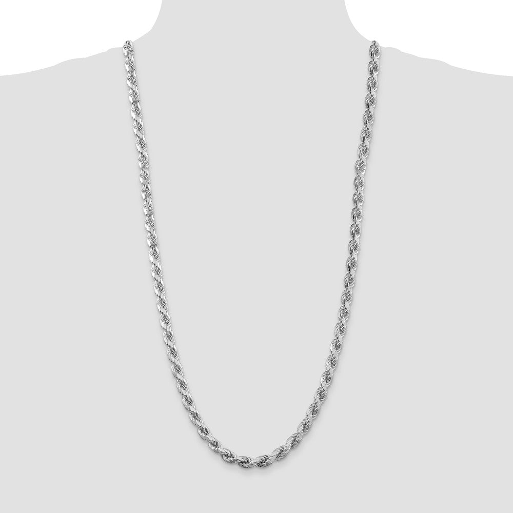 Buy Stylish Rhodium-Plated Sterling Silver 6.5mm Diamond-Cut Rope Chain