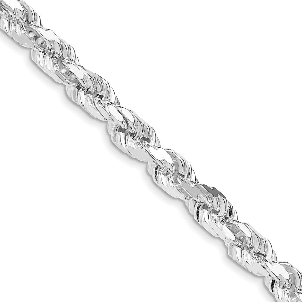 Exclusive Rhodium-Plated Sterling Silver 6.5mm Diamond-Cut Rope Chain