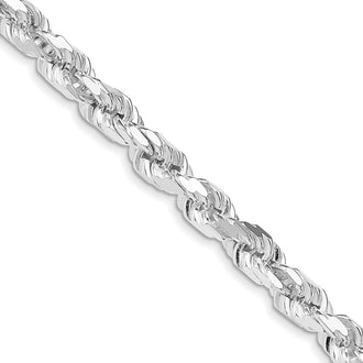 High-quality Rhodium-Plated Sterling Silver 6.5mm Diamond-Cut Rope Chain