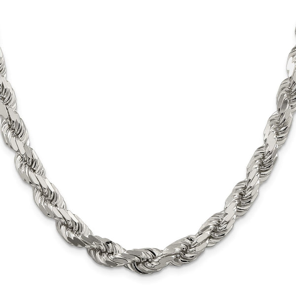 Diamond-Cut Rope Chain - 7.8mm Sterling Silver