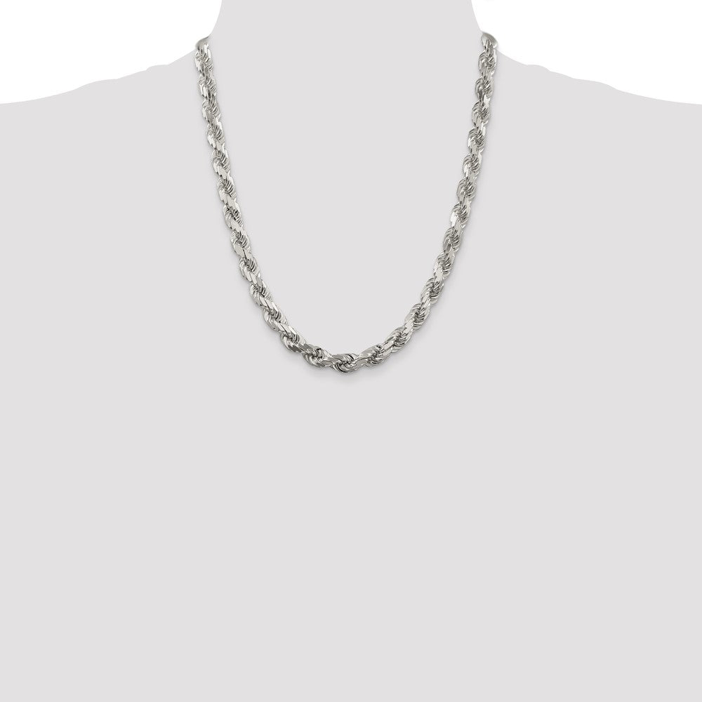 High-quality 7.8mm Diamond-Cut Rope Chain in Sterling Silver - Stylish Value!