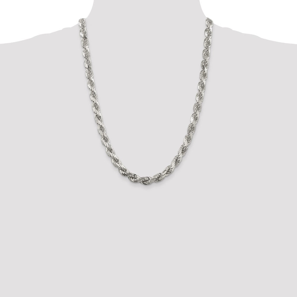 Buy Stylish Diamond-Cut Rope Chain - 7.8mm Sterling Silver, Affordable Price
