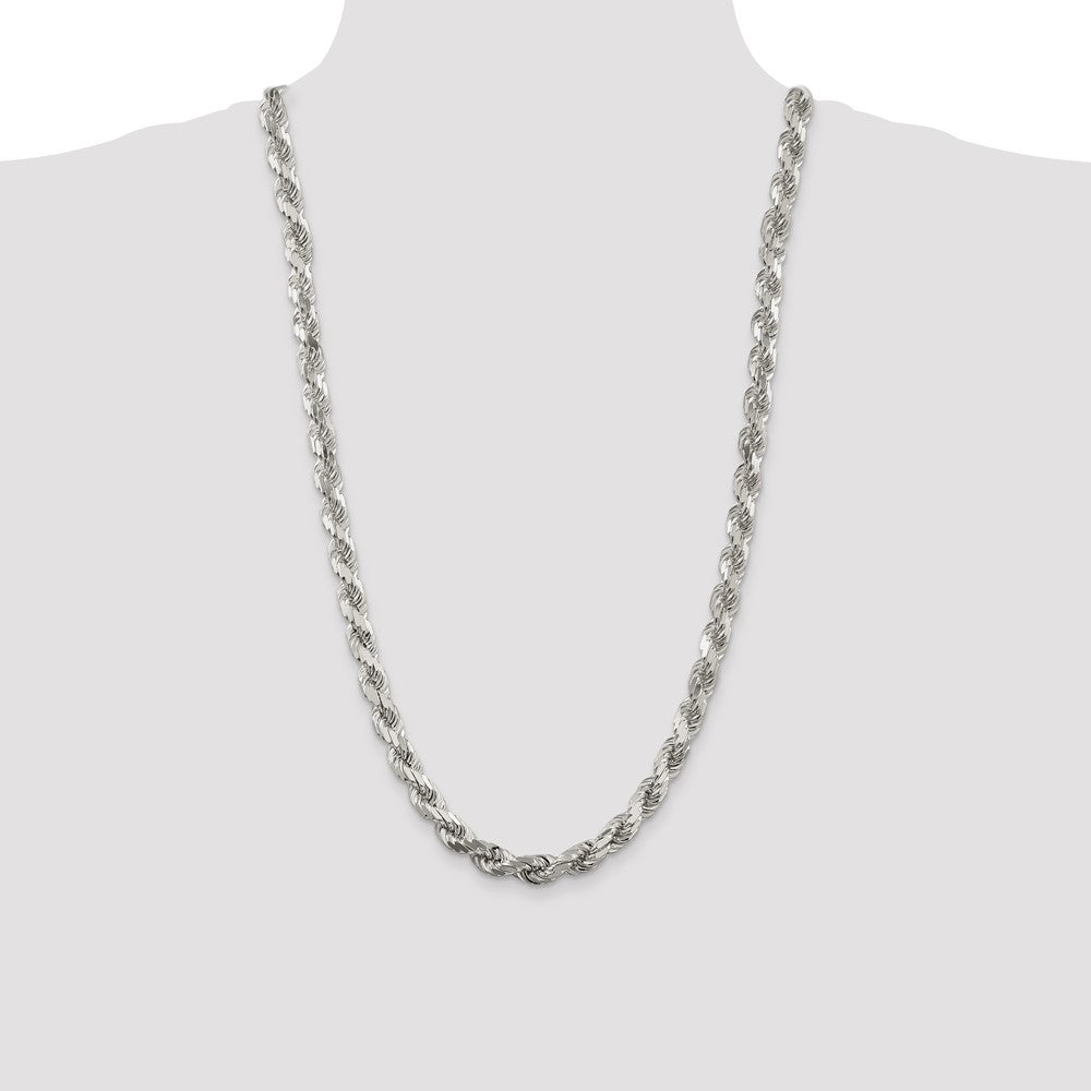 Buy Stylish 7.8mm Diamond-Cut Rope Chain in Sterling Silver - Luxury Value