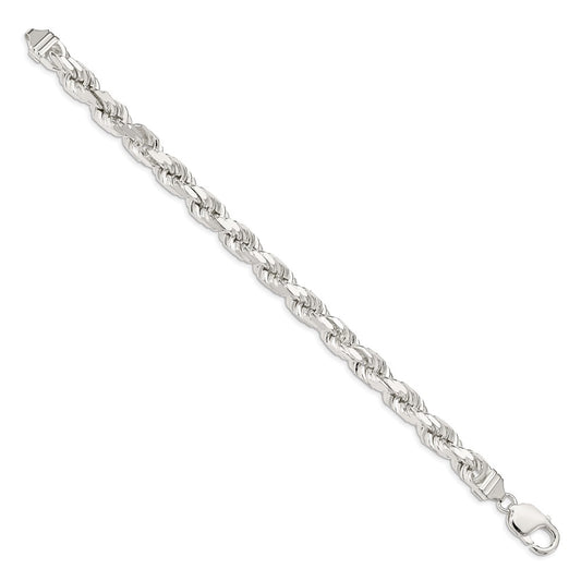 Exclusive 7.8mm Diamond-Cut Rope Chain in Sterling Silver - Stylish Value!