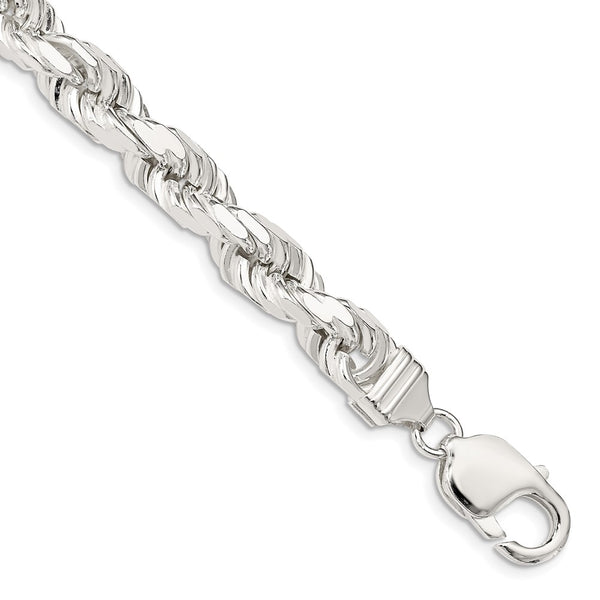 7.8mm Diamond-Cut Rope Chain in Sterling Silver - Style GR1-1030273