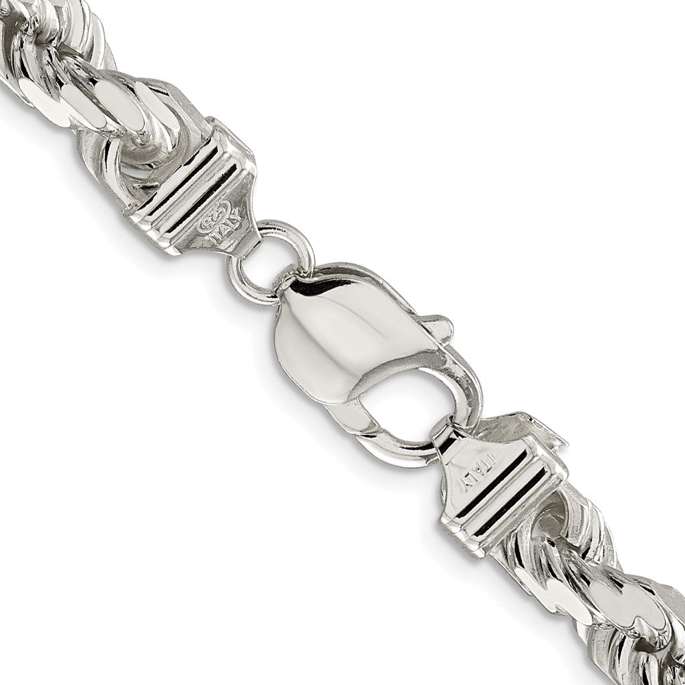 Exclusive 7.8mm Rhodium-Plated Diamond-Cut Rope Chain in Sterling Silver - Affordable Luxury
