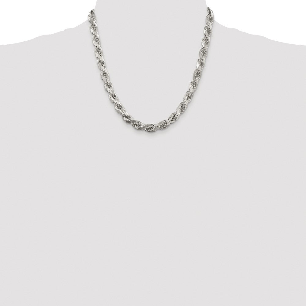 High-Quality Rhodium-Plated Sterling Silver 7.8mm Diamond-Cut Chain - Stylish Value!