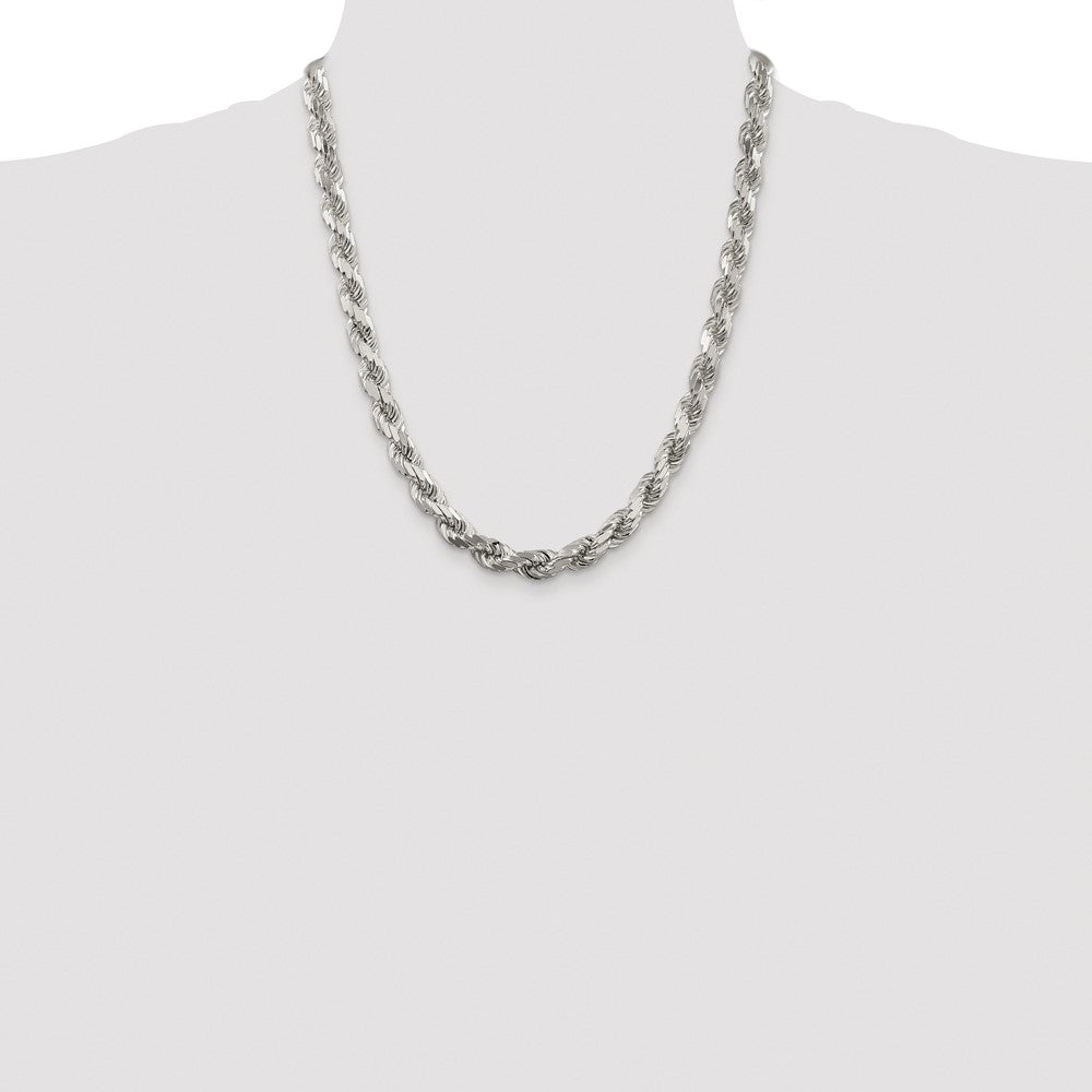 Buy Stylish Rhodium-Plated 7.8mm Diamond-Cut Rope Chain | Affordable Luxury