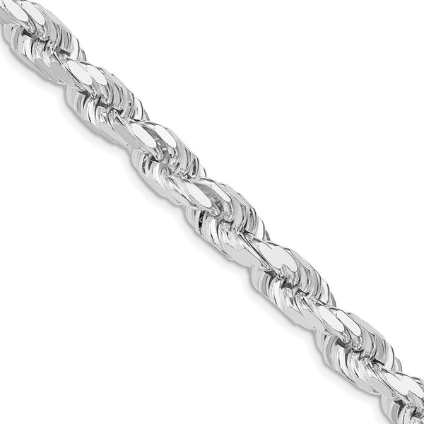 Rhodium-Plated Sterling Silver 7.8mm Diamond-Cut Rope Chain - Style GR1-1034096