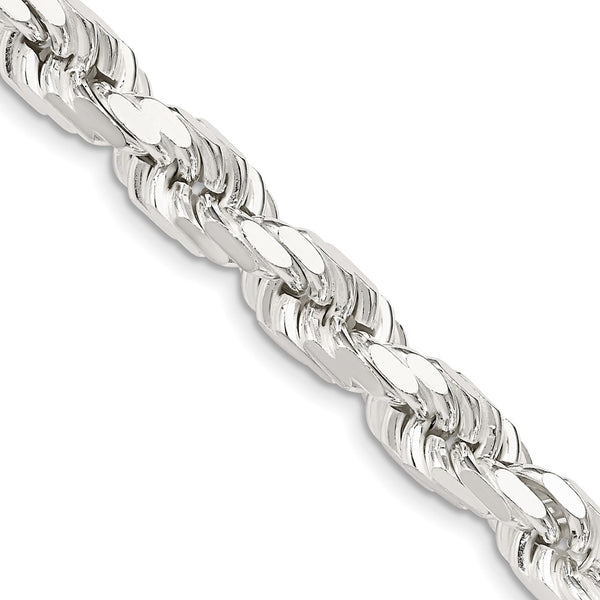 Diamond-Cut Rope Chain - 7.8mm Sterling Silver