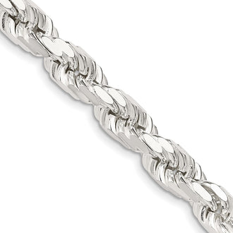Buy Stylish 7.8mm Diamond-Cut Rope Chain in Sterling Silver - Luxury Value