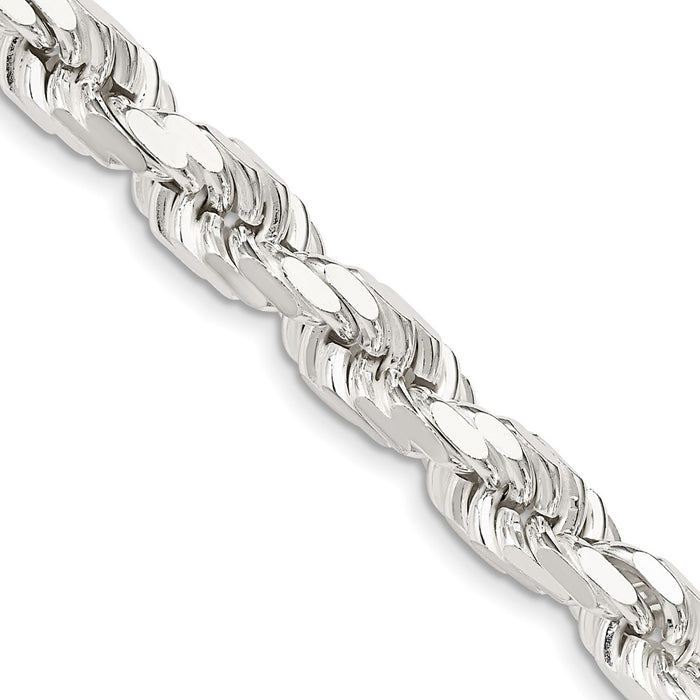 Buy Stylish 7.8mm Diamond-Cut Rope Chain in Sterling Silver - Luxury Value-1