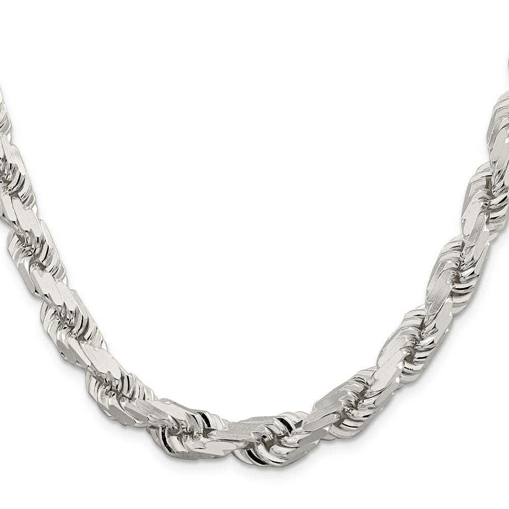 Buy Stylish 9.0mm Diamond-Cut Rope Chain in Sterling Silver - Luxury Value!