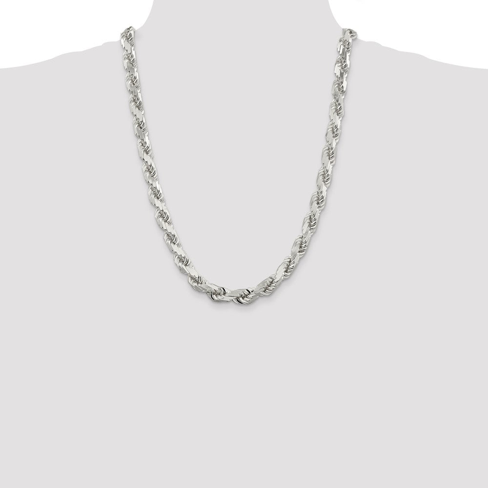 Buy Stylish 9.0mm Diamond-Cut Rope Chain in Sterling Silver - Luxury Design