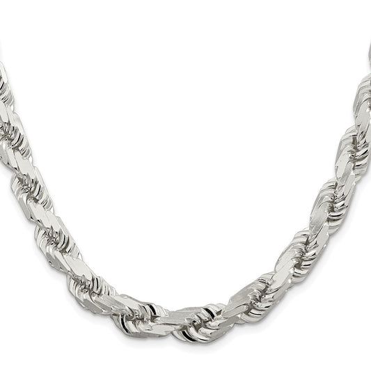 Buy Exclusive 9.0mm Rhodium-Plated Sterling Silver Diamond-Cut Rope Chain