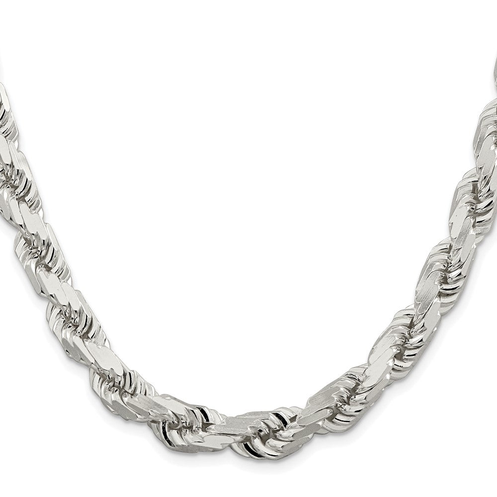 Buy Stylish 9.0mm Diamond-Cut Rope Chain in Rhodium-Plated Sterling Silver