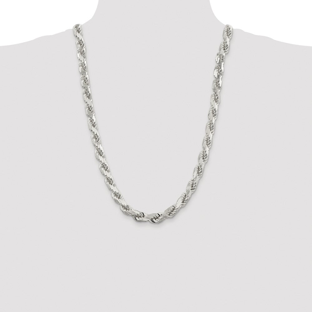 Exclusive 9.0mm Diamond-Cut Rope Chain in Rhodium-Plated Sterling Silver