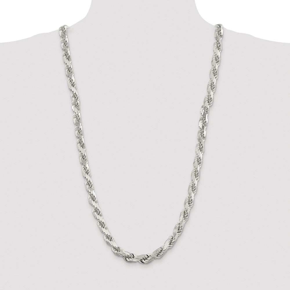 Buy Exclusive 9.0mm Rhodium-Plated Sterling Silver Diamond-Cut Rope Chain