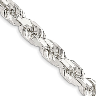 Buy Stylish 9.0mm Diamond-Cut Rope Chain in Sterling Silver - Luxury Design