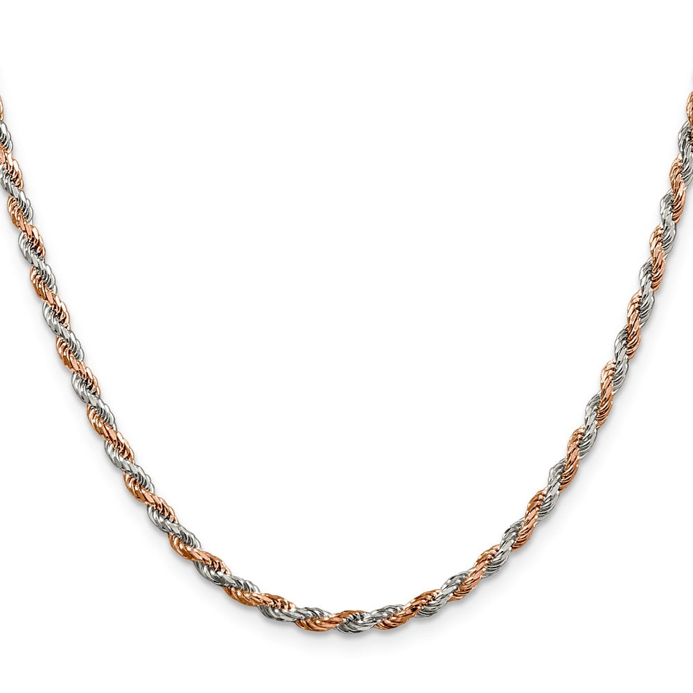 Buy Stylish 2.5mm Diamond-Cut Rope Chain in Sterling Silver & Rose Vermeil