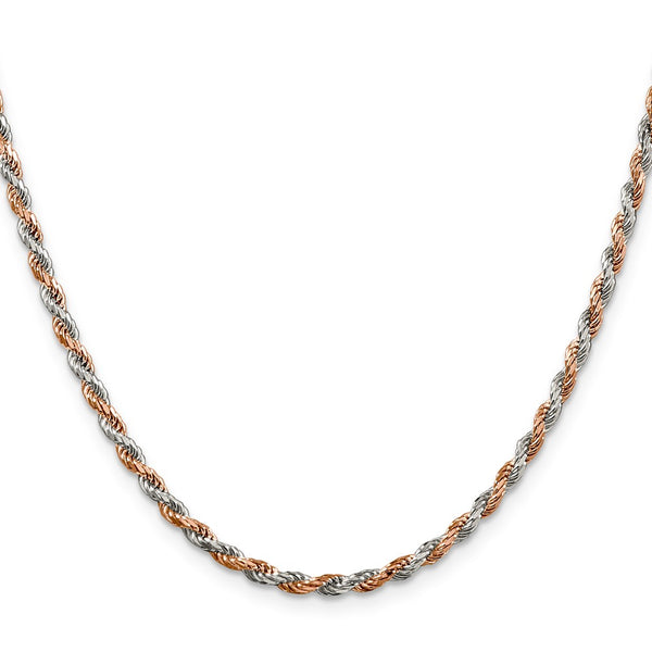 2.5mm Diamond-Cut Rope Chain in Sterling Silver & Rose Vermeil