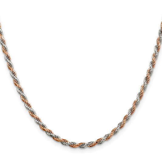 Buy Stylish 2.5mm Diamond-Cut Rope Chain in Sterling Silver & Rose Vermeil