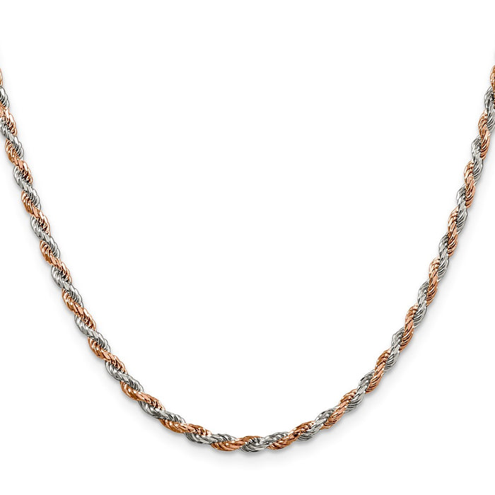Buy Stylish 2.5mm Diamond-Cut Rope Chain in Sterling Silver & Rose Vermeil-2