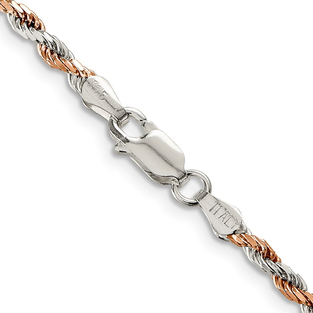 Buy Stylish 2.5mm Diamond-Cut Rope Chain in Sterling Silver & Rose Vermeil