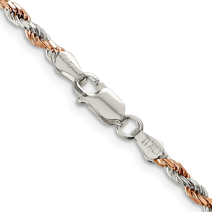 Buy Stylish 2.5mm Diamond-Cut Rope Chain in Sterling Silver & Rose Vermeil-3