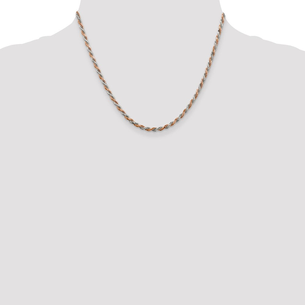 Buy Stylish 2.5mm Diamond-Cut Rope Chain in Sterling Silver & Rose Vermeil