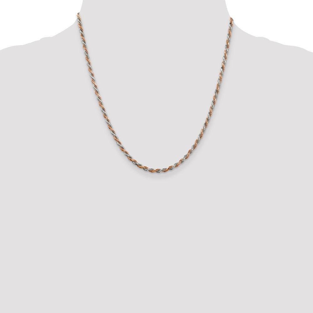 Buy Stylish 2.5mm Diamond-Cut Rope Chain in Sterling Silver, Rose Vermeil