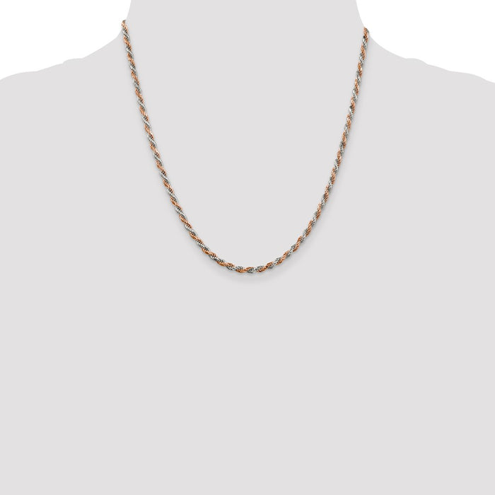 Buy Stylish 2.5mm Diamond-Cut Rope Chain in Sterling Silver, Rose Vermeil-4