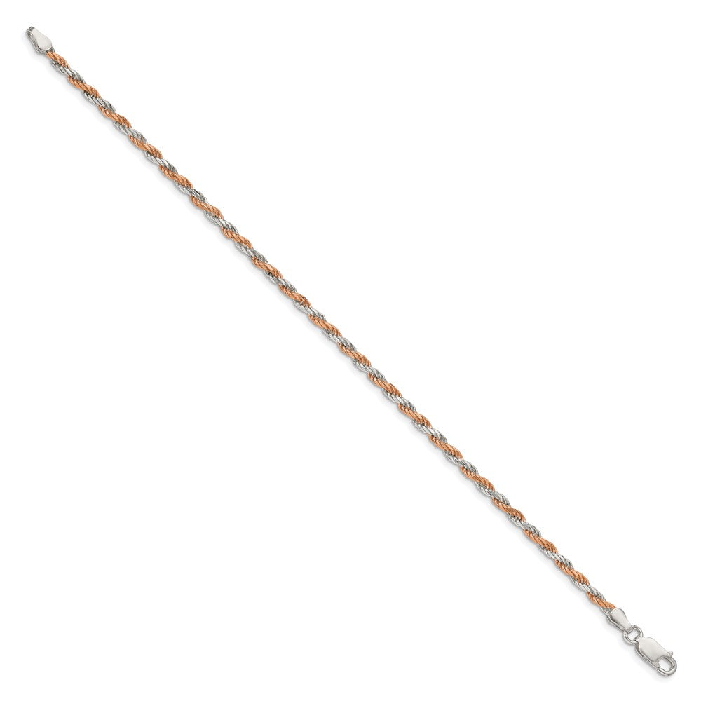 Order a Stylish 2.5mm Diamond-Cut Rope Chain in Sterling Silver & Rose Vermeil