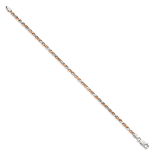 Order a Stylish 2.5mm Diamond-Cut Rope Chain in Sterling Silver & Rose Vermeil
