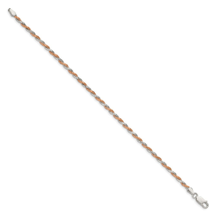 Order a Stylish 2.5mm Diamond-Cut Rope Chain in Sterling Silver & Rose Vermeil-2