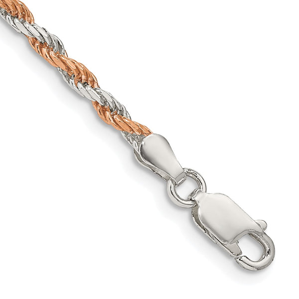 2.5mm Diamond-Cut Rope Chain in Sterling Silver - Rose Vermeil