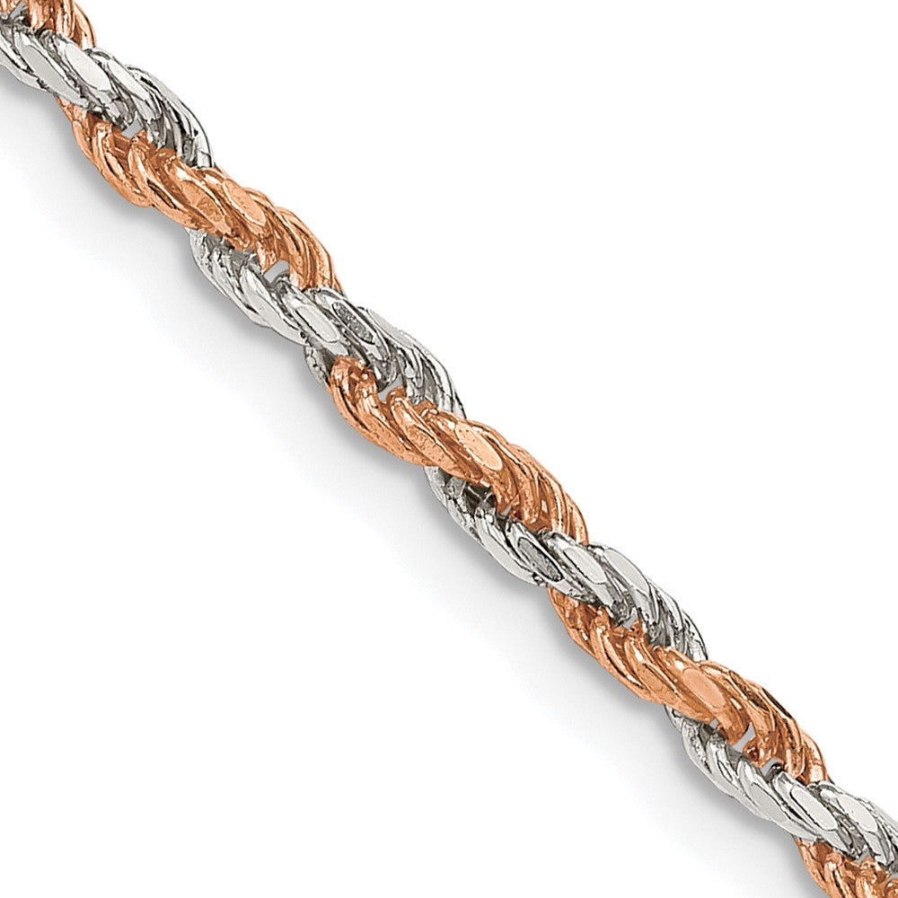 Buy Stylish 2.5mm Diamond-Cut Rope Chain in Sterling Silver & Rose Vermeil