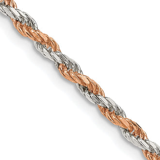Buy Stylish 2.5mm Diamond-Cut Rope Chain in Sterling Silver & Rose Vermeil